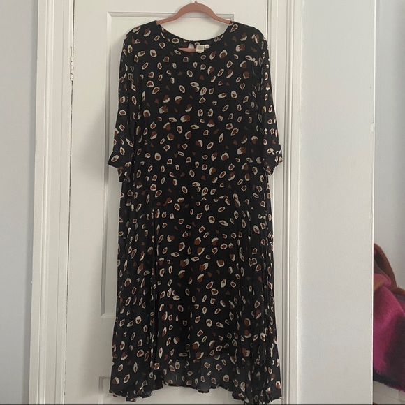 Anthropologie Black Print Dress Size 8 - Picture 4 of 8